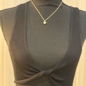 Cotton On Black Ribbed Twist Tank Top